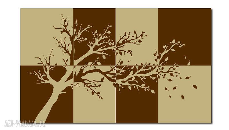 XXL obraz DRZEWO 10 120x70 cm - brąz i beż, gotowy do zawieszenia