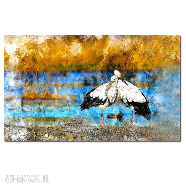 Obraz XXL „Bociany 3” 120x70 cm na płótnie - ptaki (Canvas)