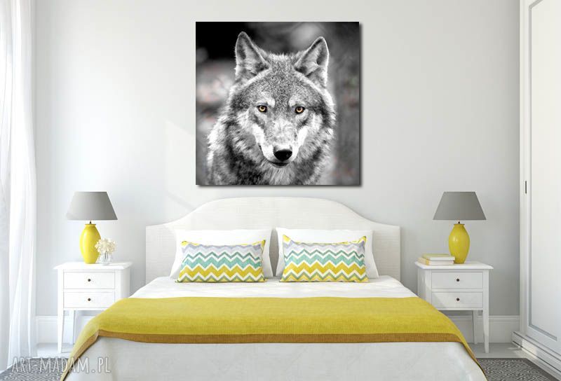 Obraz XXL Wilk 2 80x80 cm na płótnie - autorski wzór Krystiana Dzierli