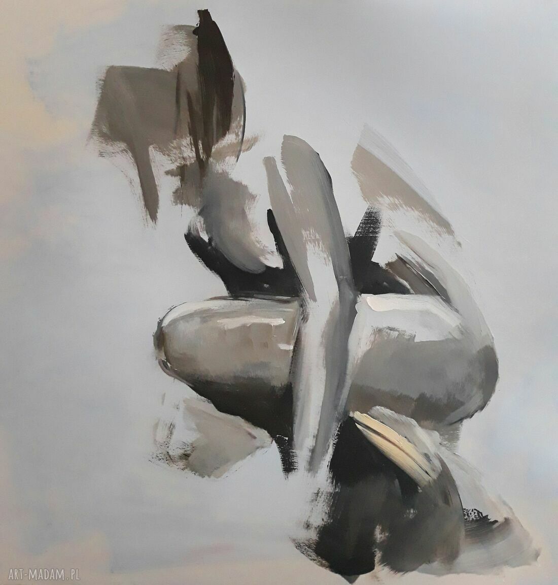 Obraz z błękitem Louka 70x70 cm - abstrakcja do salonu i sypialni
