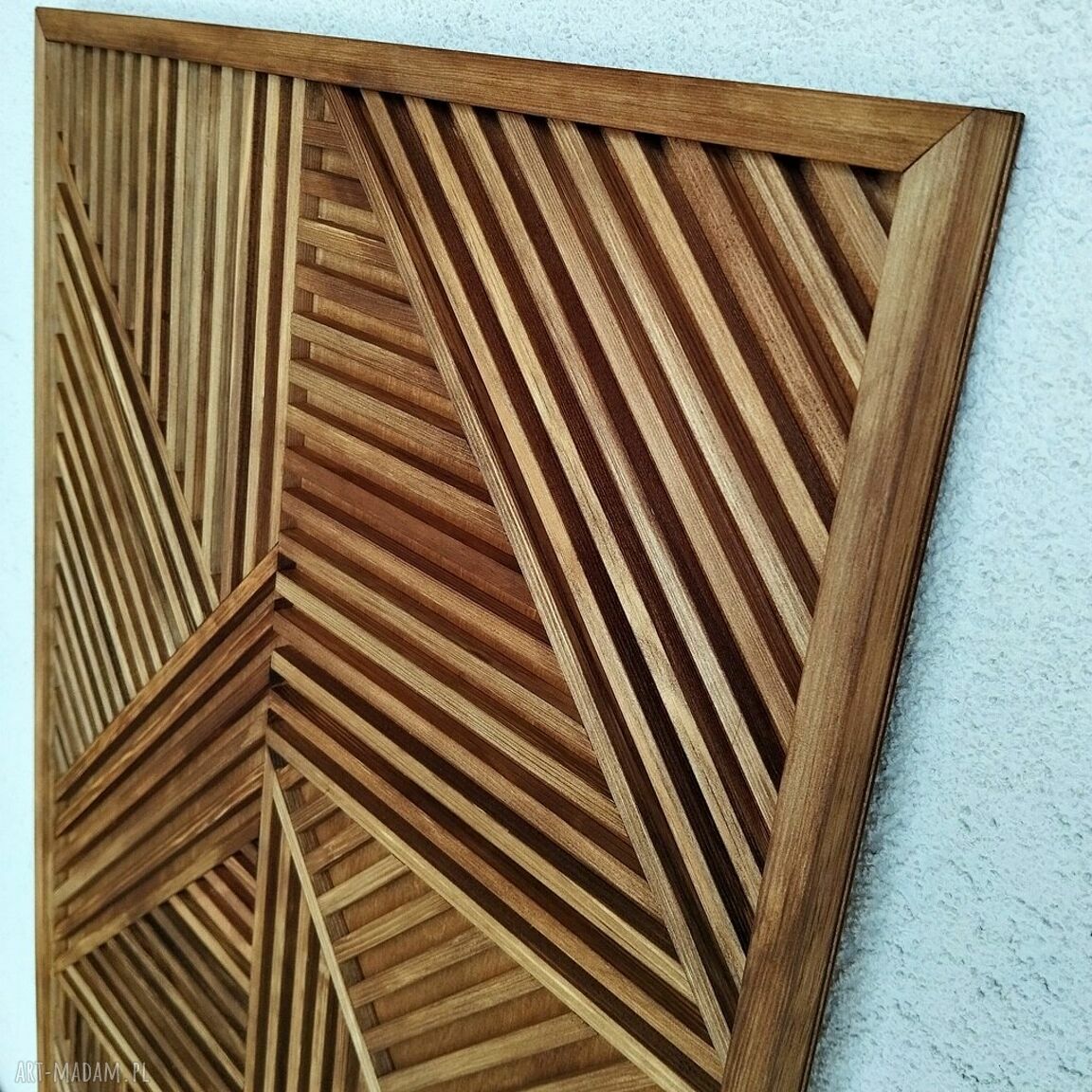 Obraz z drewna 89x49,5 cm - dekoracja ścienna do salonu w kolorze dębu