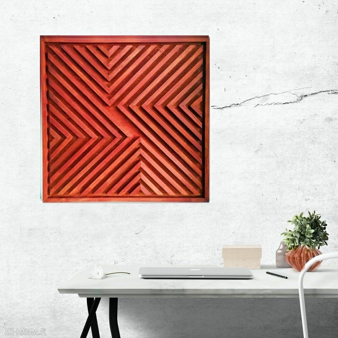 Obraz z drewna - dekoracja ścienna abstrakcja 76x76 cm (mahoń mat)