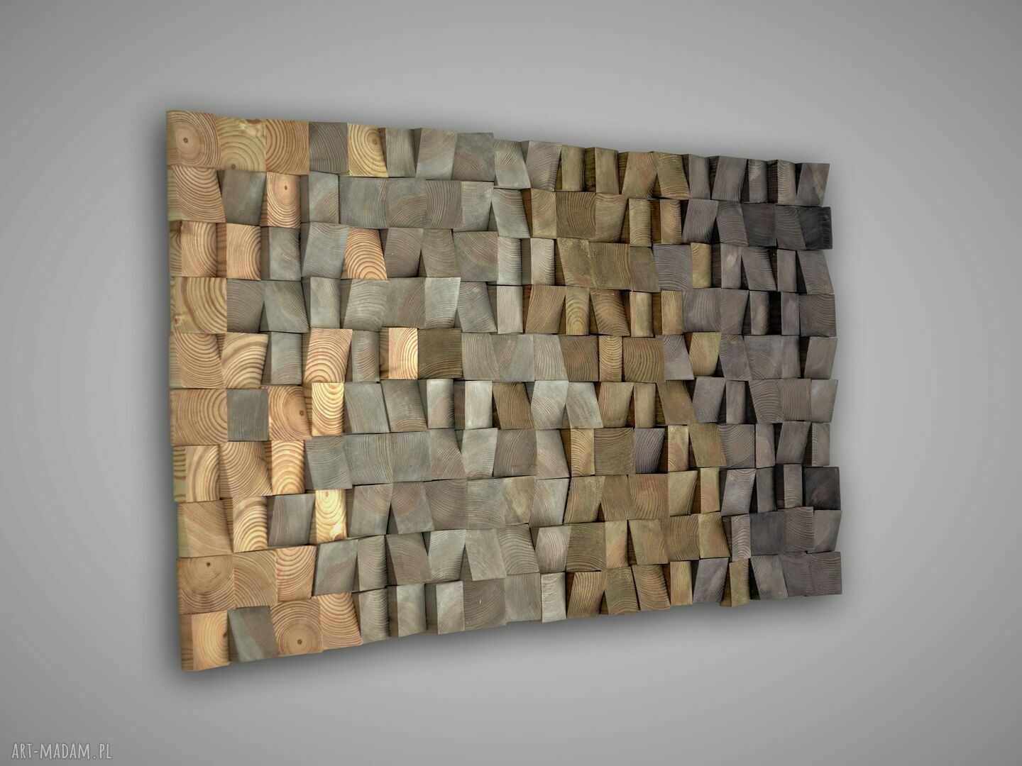 obraz z drewna w odcieniach szarości i brązu trójwymiarowy ღ artMadam.pl