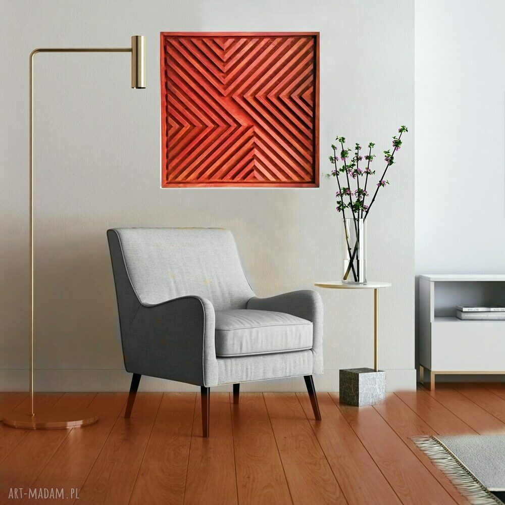Obraz z drewna - dekoracja ścienna abstrakcja 76x76 cm (mahoń mat)