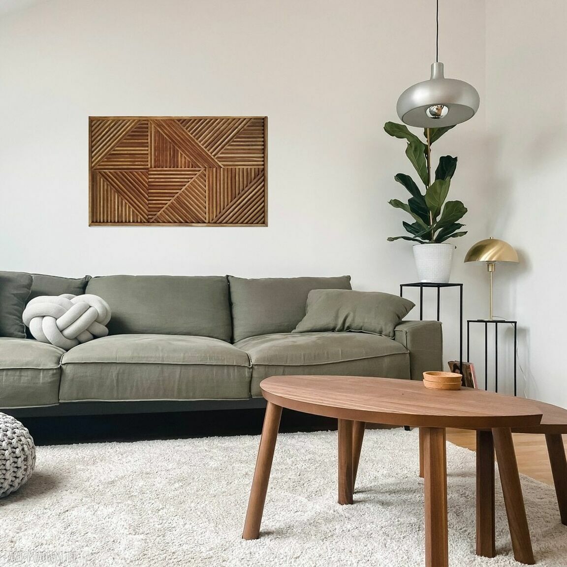 Obraz z drewna 89x49,5 cm - dekoracja ścienna do salonu w kolorze dębu