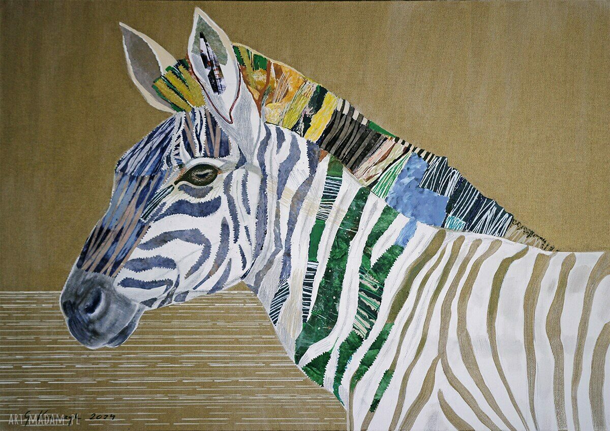 Obraz na zamówienie Zebra - ręcznie malowany na płótnie 50x70