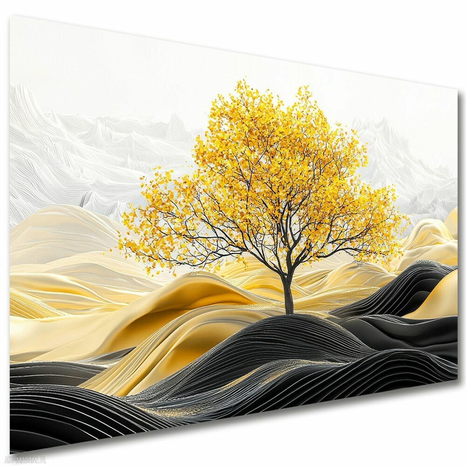 Złote Drzewo 23 - czarno-złoty obraz na płótnie 120x80 cm