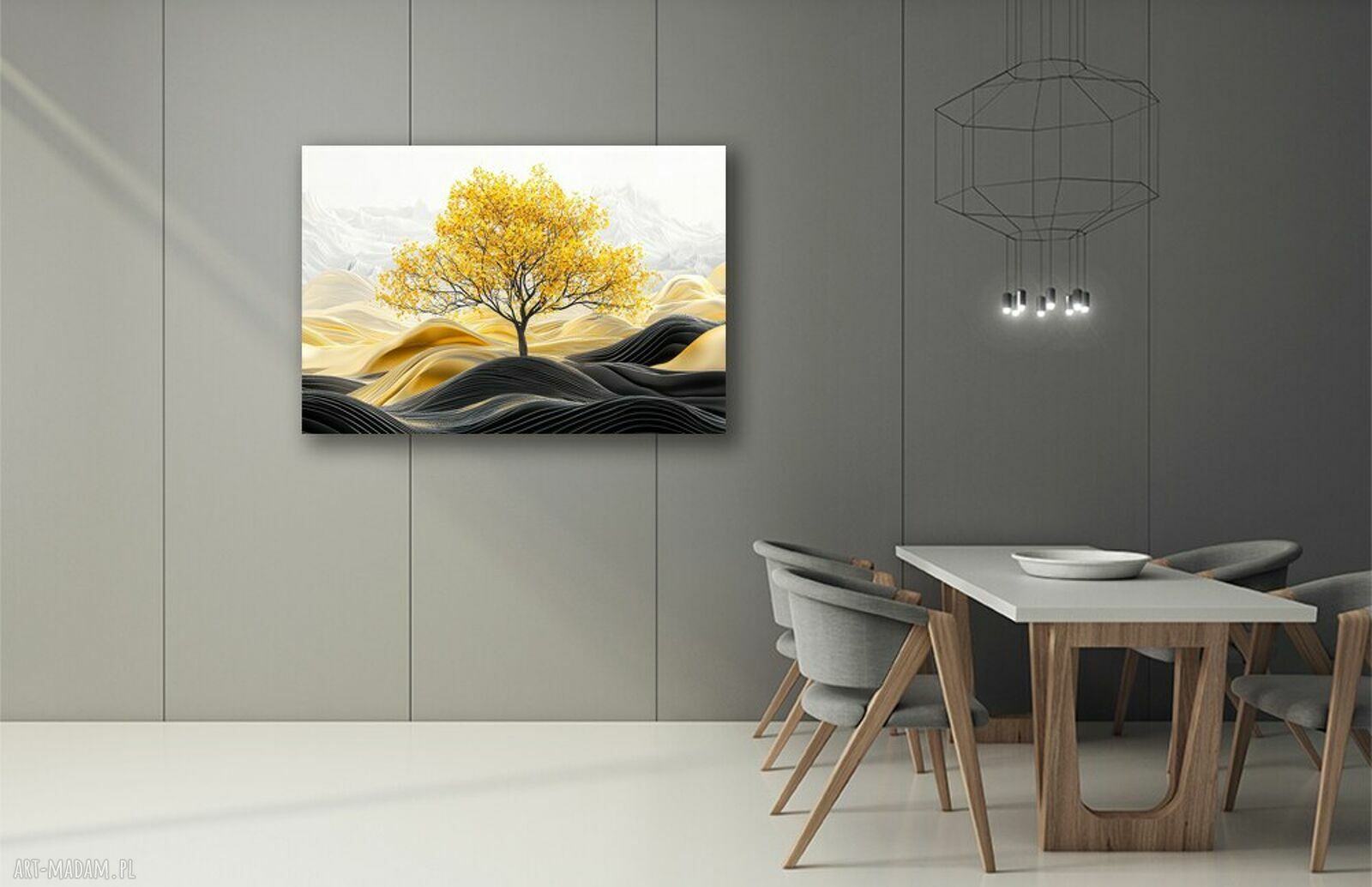 Złote Drzewo 23 - czarno-złoty obraz na płótnie 120x80 cm