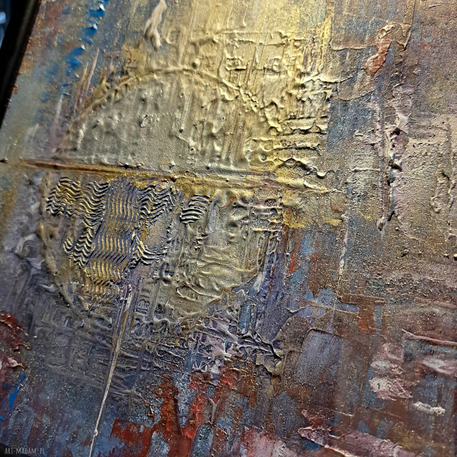 Kosmos Sławosza - ręcznie malowany obraz akrylowy z złoceniami i srebrem (25x25 cm)