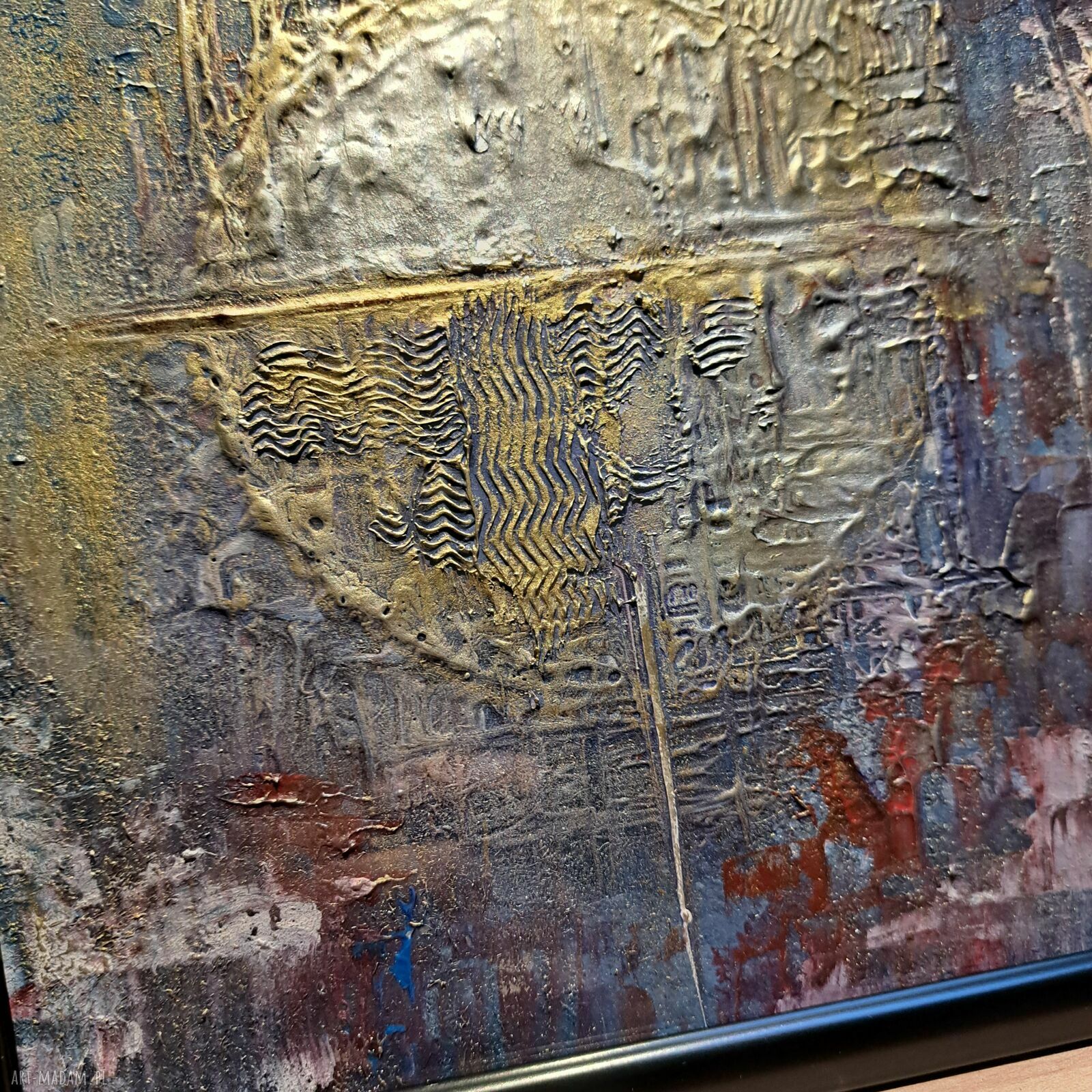 Kosmos Sławosza - ręcznie malowany obraz akrylowy z złoceniami i srebrem (25x25 cm)