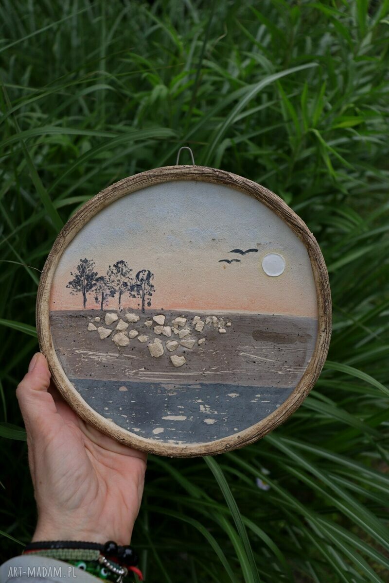 Obrazek ceramiczny Zachód Słońca - Enio Art ok. 18 cm