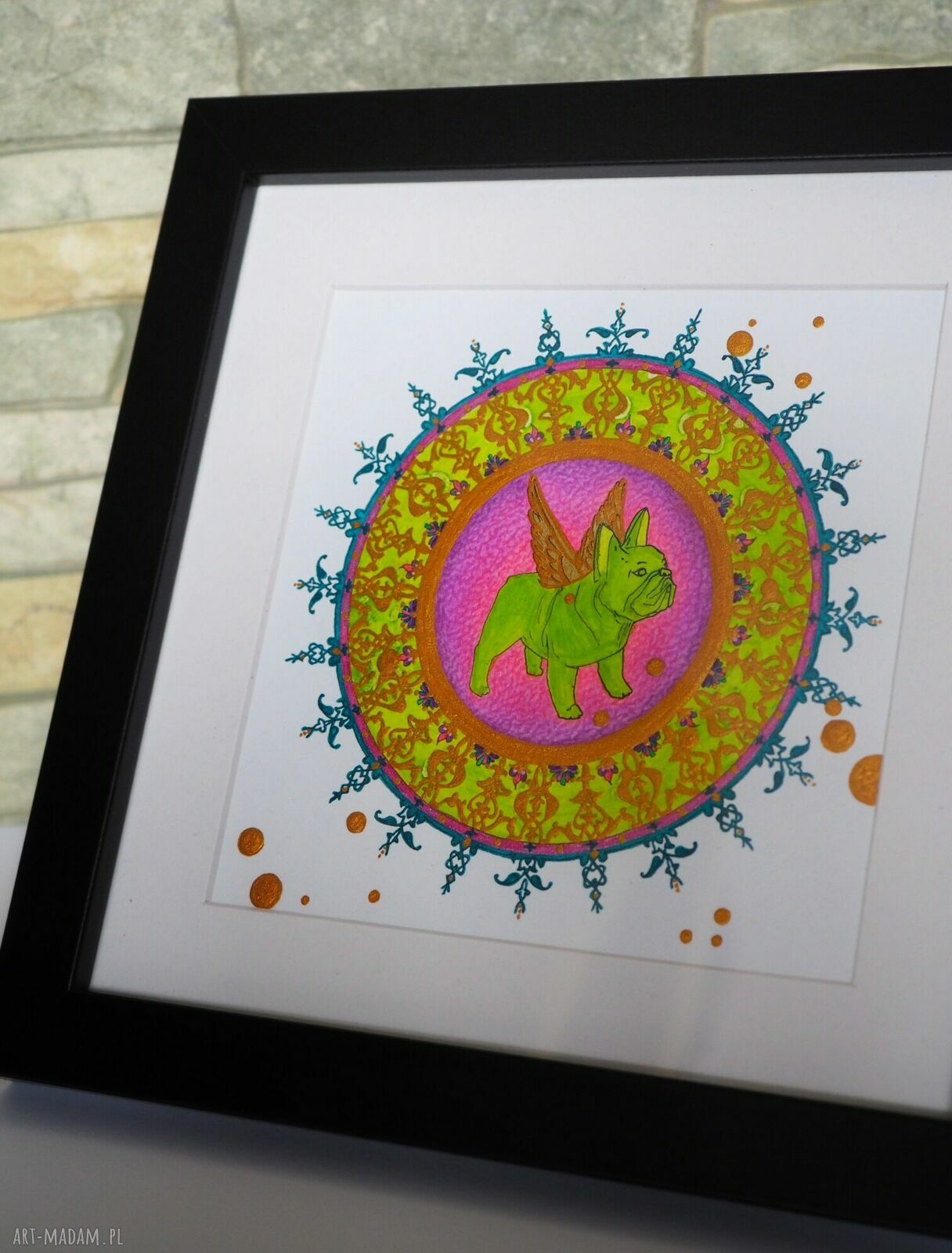 Mandala z mopsem dla właściciela mopsa - obrazek 21x21 cm