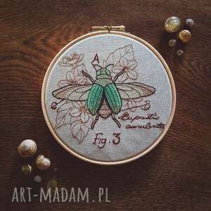 obrazek haftowany chrząszcz zapetlona nitka - zielone