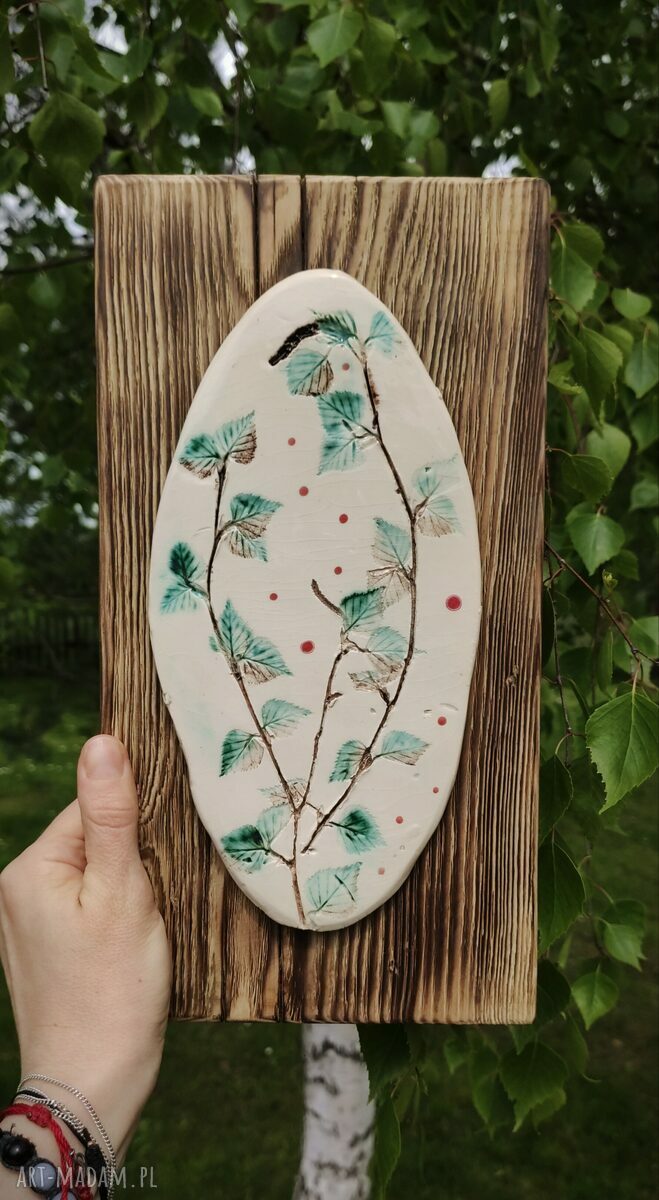Obrazek „Młoda brzoza” - ceramiczna dekoracja z gałązkami brzozy