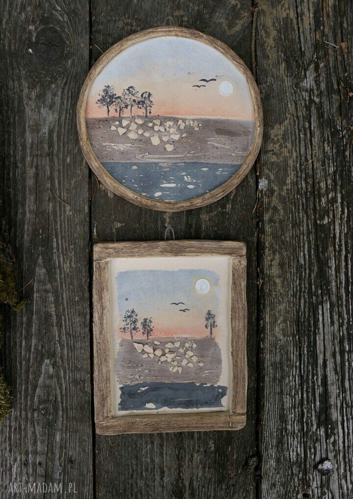 Obrazek ceramiczny Zachód Słońca - Enio Art (ok. 18 cm)