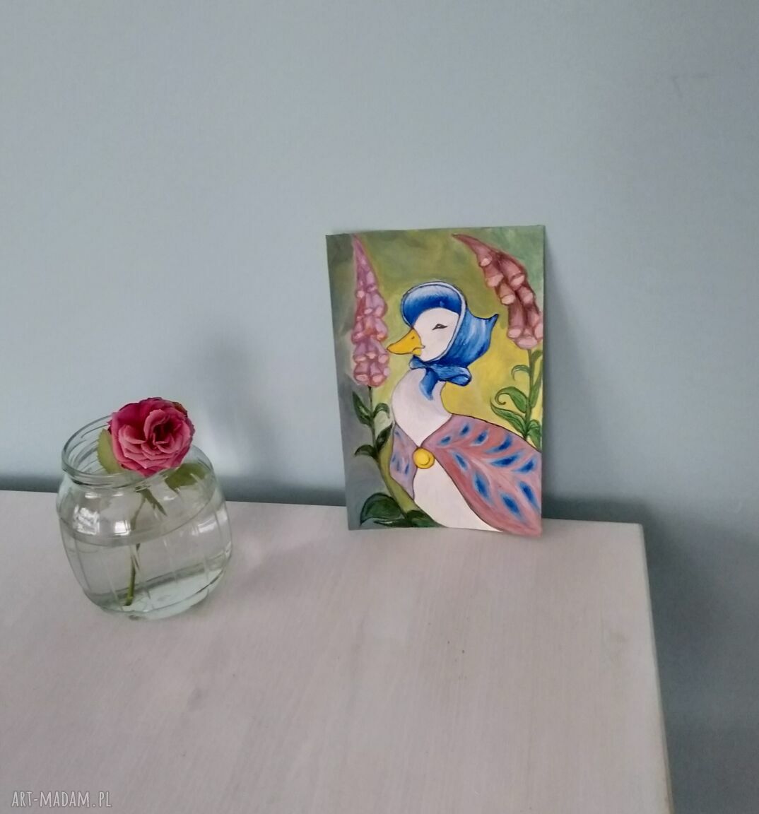 Obrazek z gęsią w typie ilustracji - ręcznie malowany