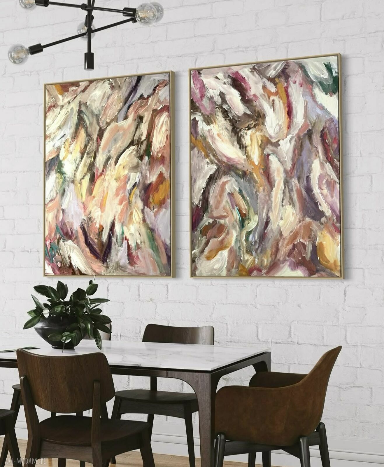 Abstrakcja na płótnie 100x70 cm do salonu - brąz i beż