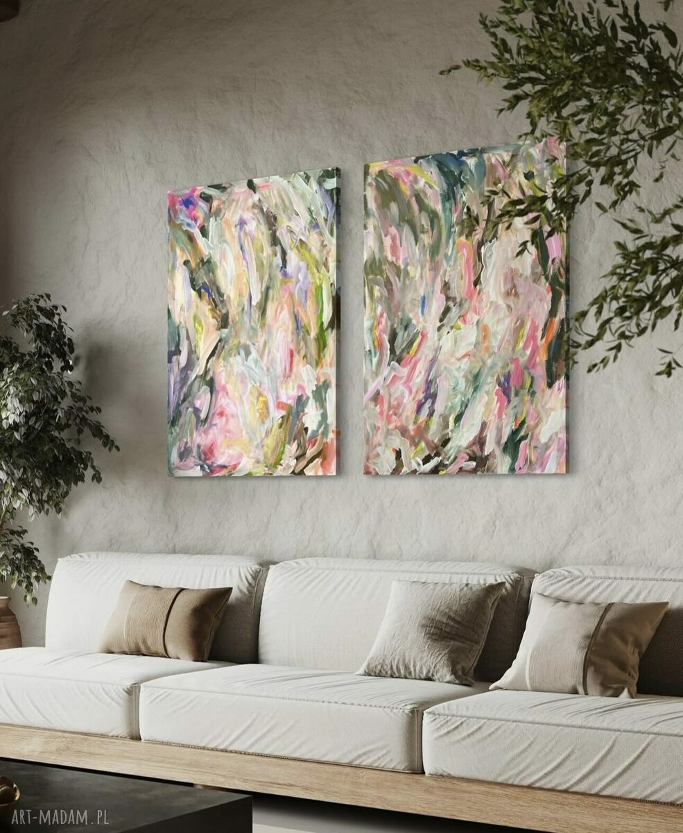 Zestaw obrazów abstrakcyjnych 100x70 cm do salonu - 2 sztuki