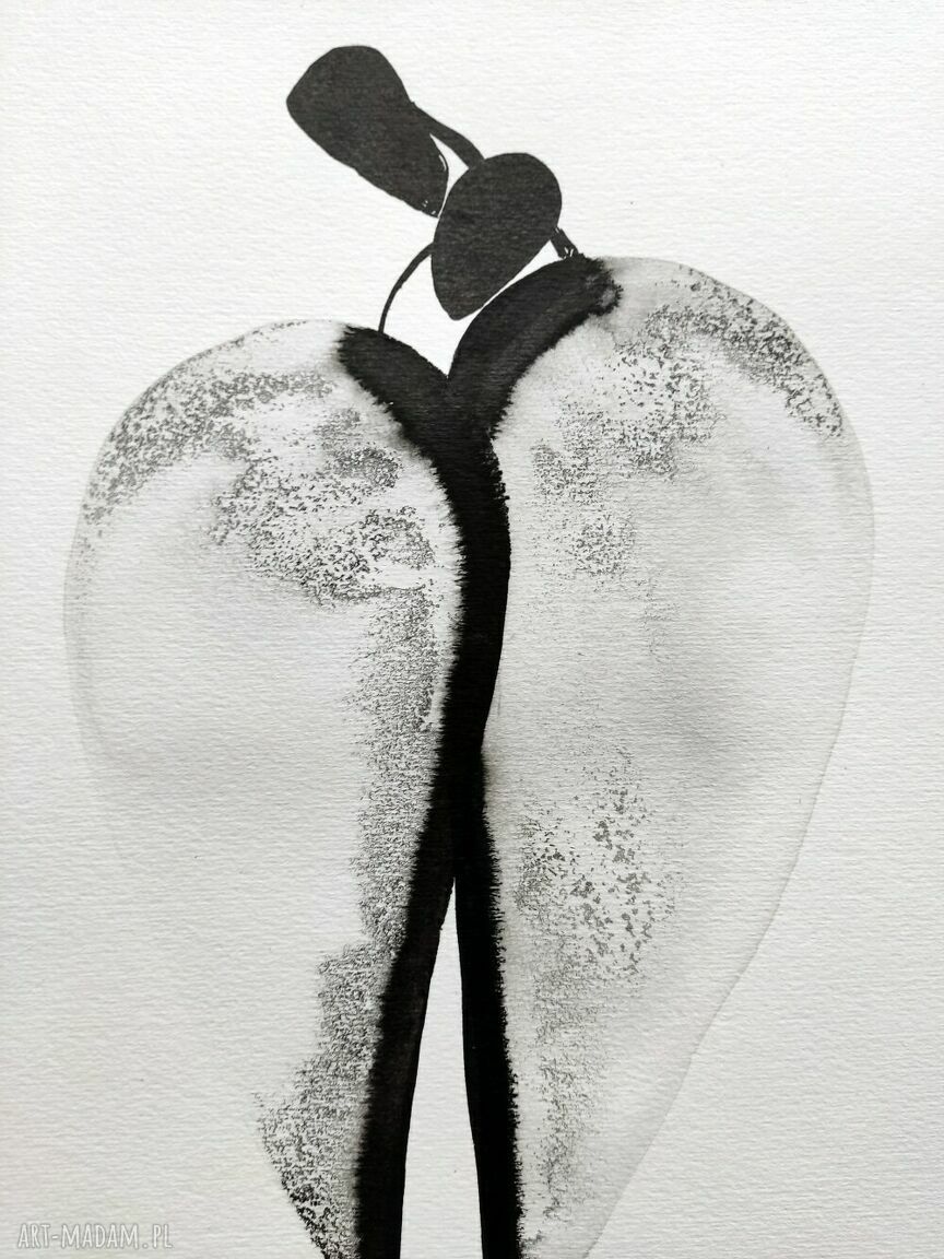 Zestaw 3 grafik malowanych ręcznie 21 x 30 cm czarno biała abstrakcja