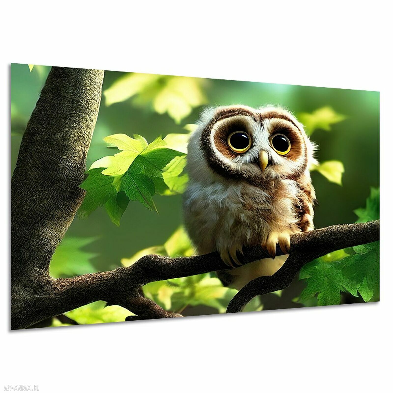 Bajkowy obraz na płótnie do pokoju dziecka - sowa i leśne zwierzątka 120x80 cm