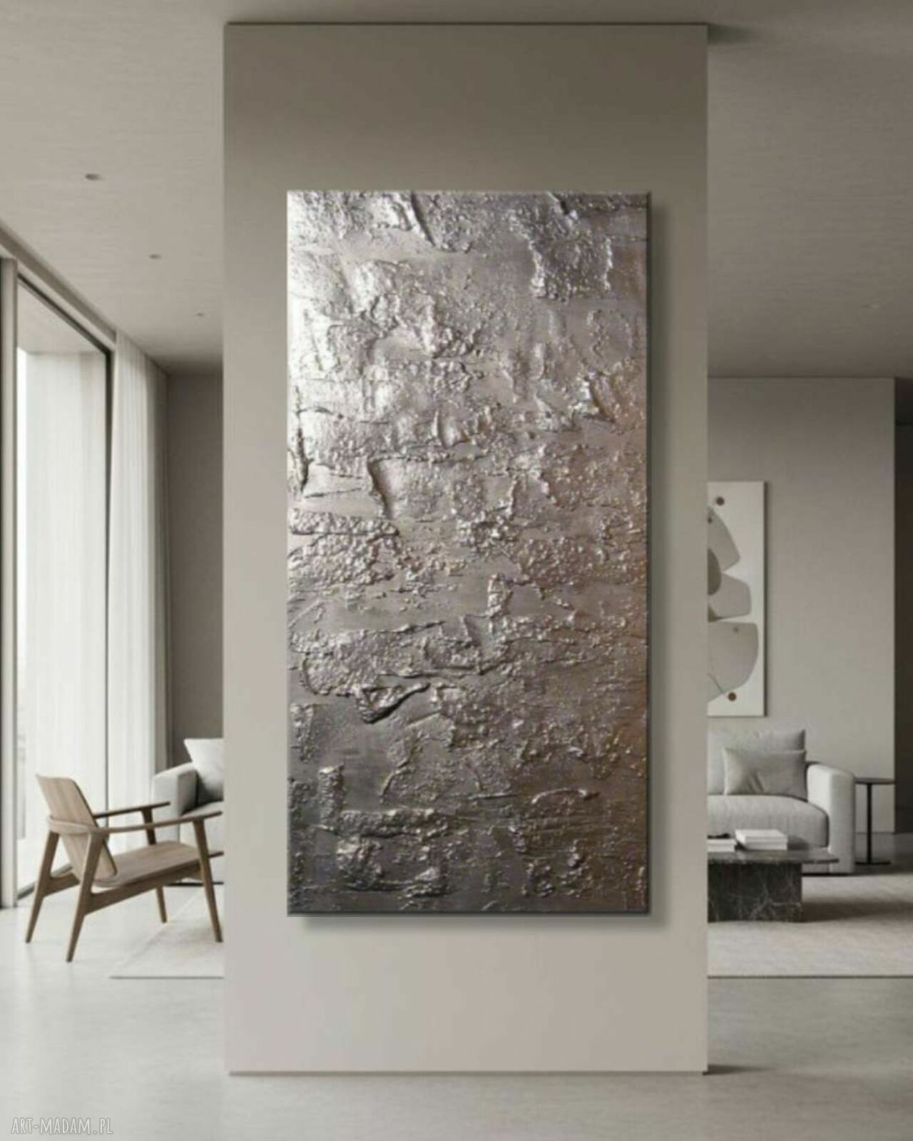 Obrazy do salonu - reliefy ścienne na płótnie wielkoformatowym 80x160 cm