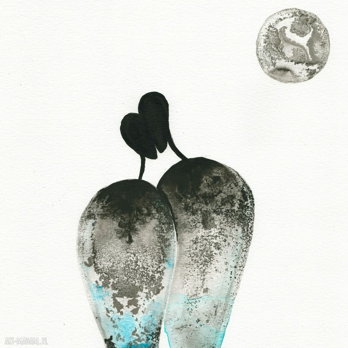 Zestaw 3 grafik 30x40 cm do salonu ręcznie malowane tuszem (Relationships)