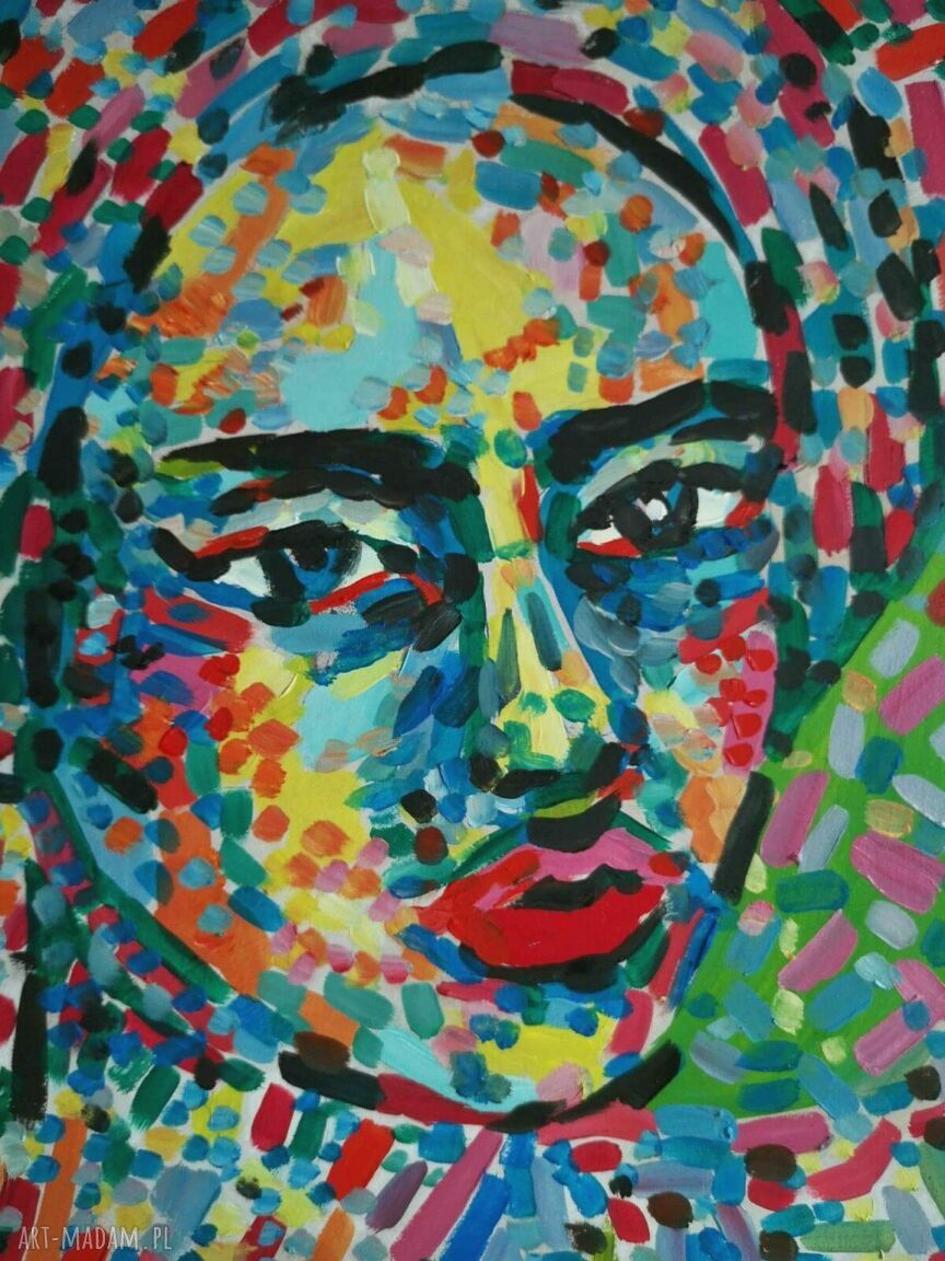 Kubiczna twarz - portret kobiety - nowoczesny obraz ręcznie wykonany