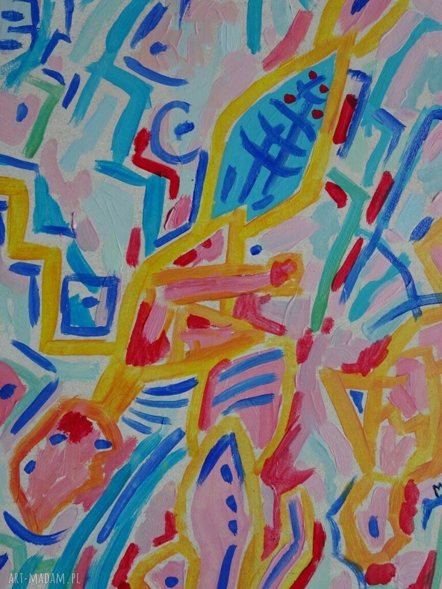 Abstrakcja industrial dla odważnych obraz olejny do salonu 21x29 cm