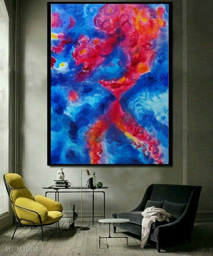 Duży obraz olejny na płótnie w ekspresjonizmie - abstrakcja kolor i światło 100 x 70 cm