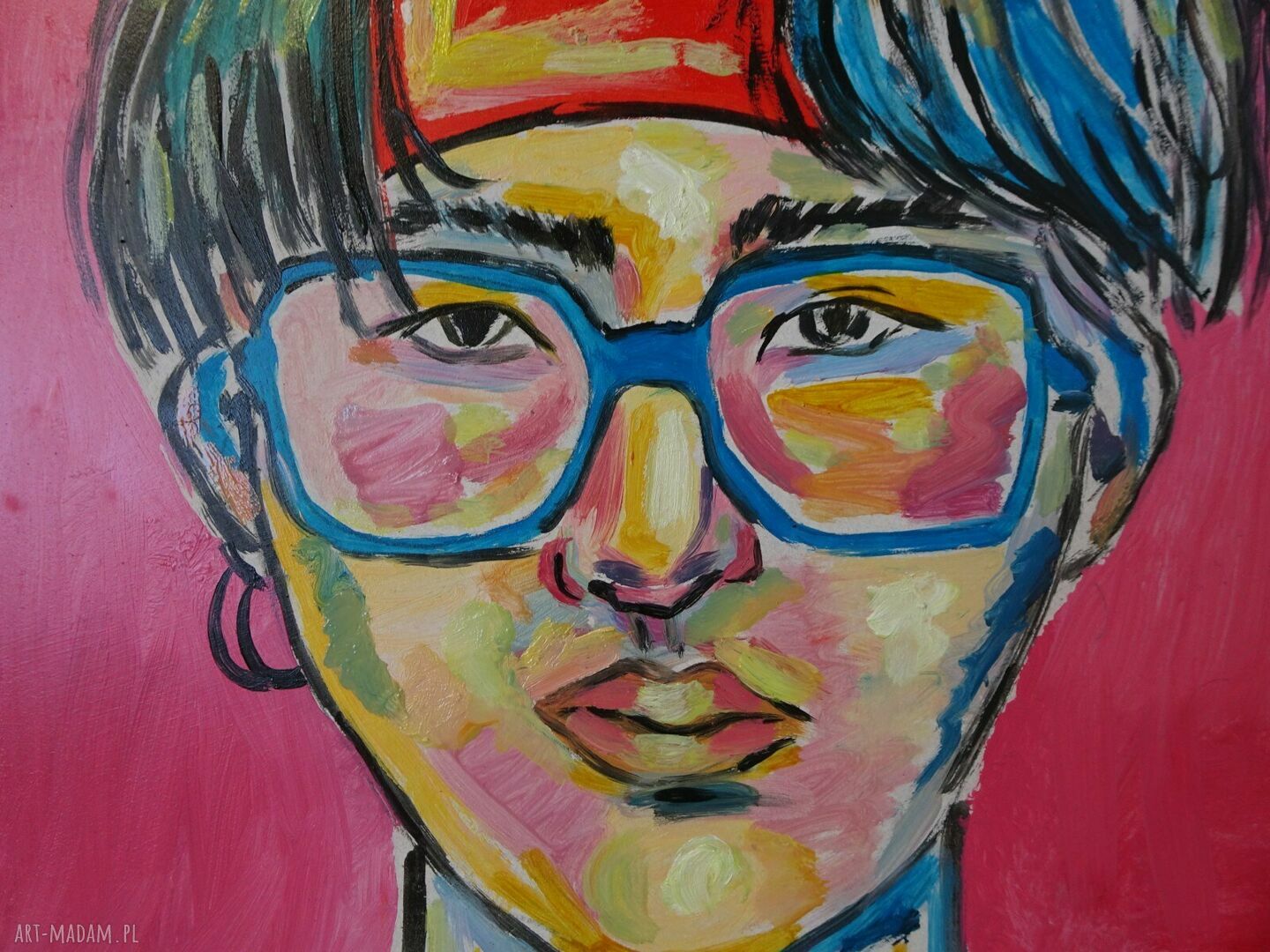 Obraz olejny Suga BTS KPOP do salonu ręcznie malowany