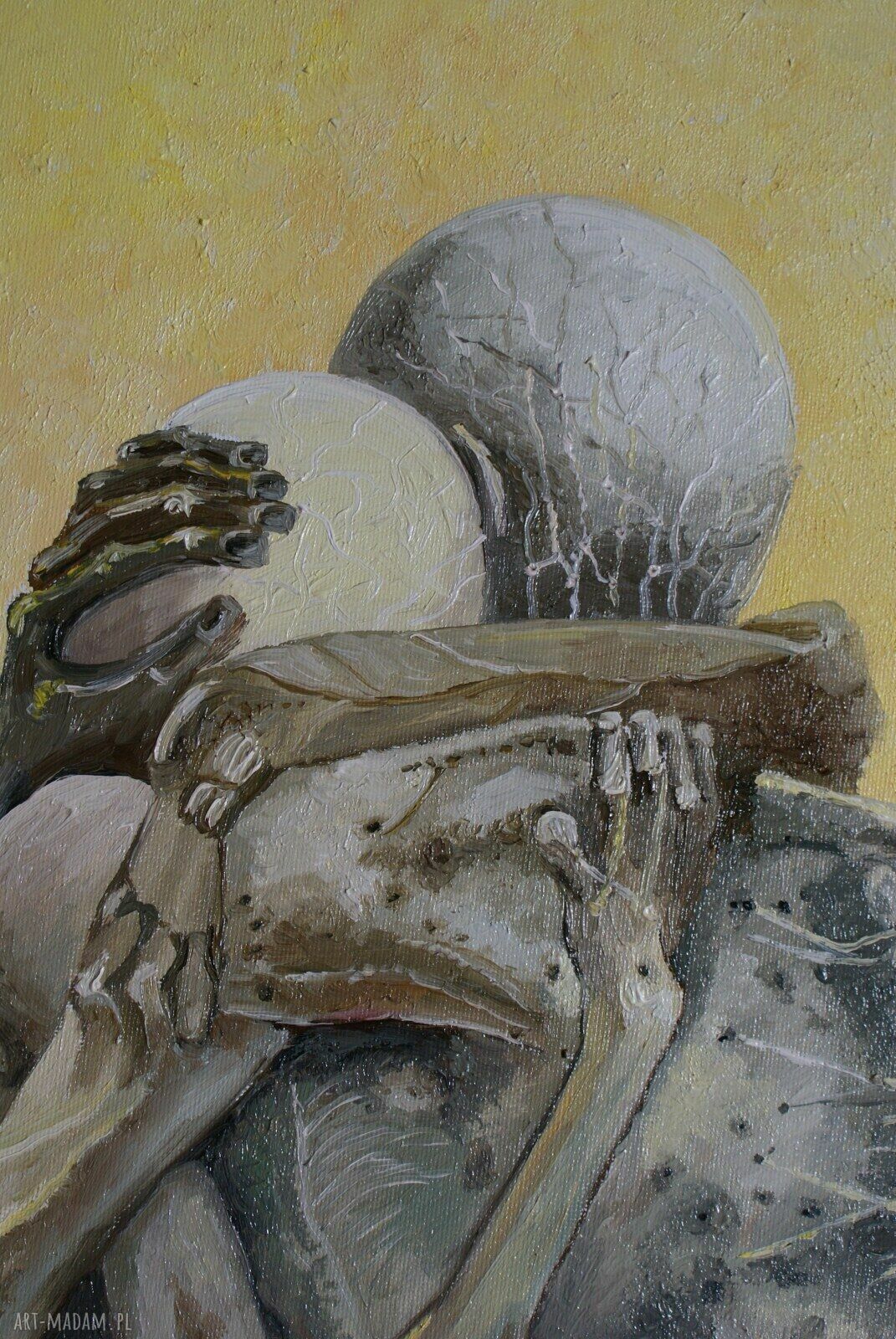 Ręcznie malowany obraz olejny do salonu 58 x 78 cm ciepłe żółcie i pomarańcze | Carmenlotsu