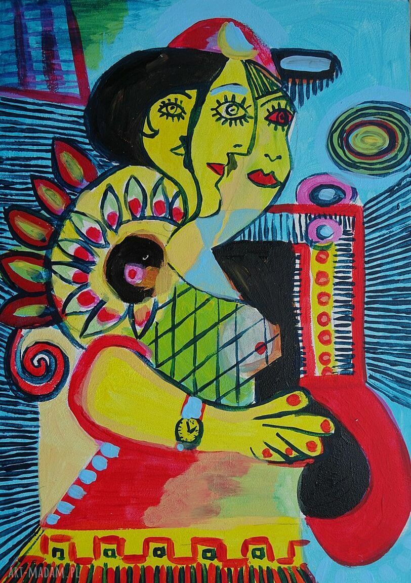 Obraz w stylu kubizmu inspirowany Pablo Picasso kubiczna kompozycja