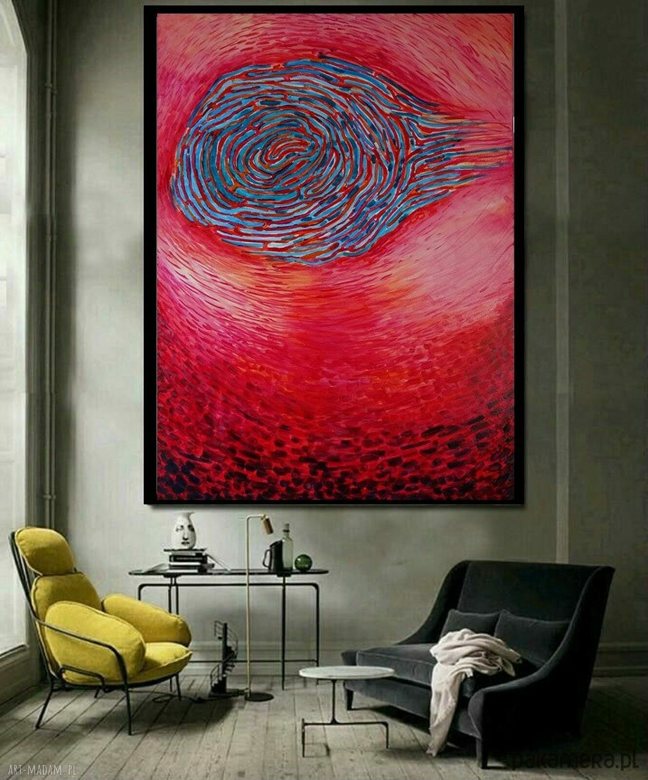 Duży obraz olejny „Dno” - abstrakcja 100x70 cm na blejtramie