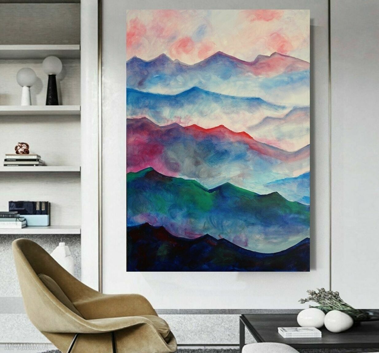 Obraz do salonu abstrakcja Bieszczady - góry, olejny na blejtramie 100 x 70 cm (edycja limitowana)