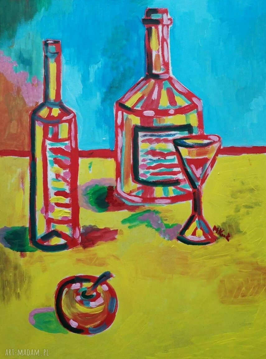 Obraz ręcznie malowany martwa natura do salonu - oleje na płycie 30x40 cm
