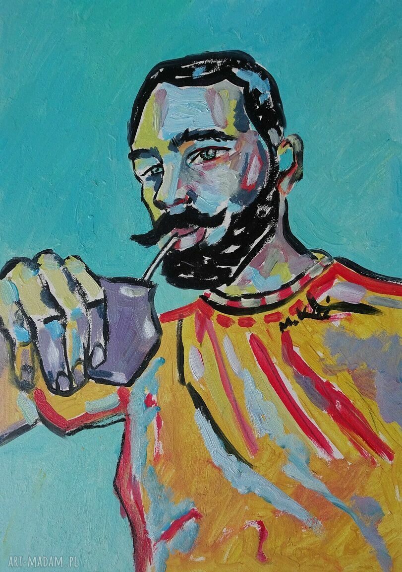 Obraz ręcznie malowany portret Sarmaty na zamówienie edycja limitowana 21x29