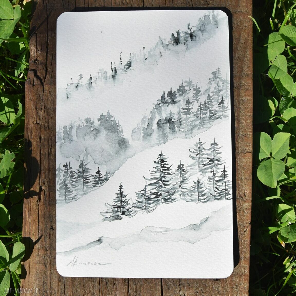 Pejzaż - komplet 3 akwarel 10x15 cm
