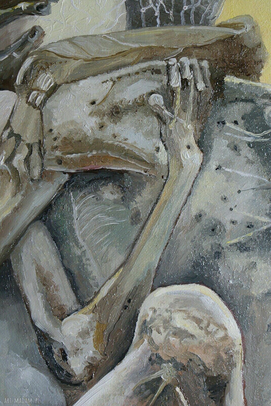 Ręcznie malowany obraz olejny do salonu 58 x 78 cm ciepłe żółcie i pomarańcze | Carmenlotsu