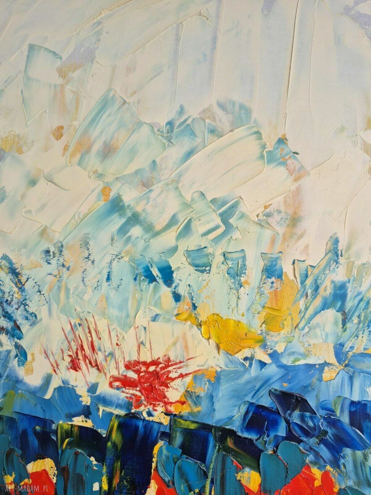 Obraz olejny „Tam gdzie płonie lód” 50x70 nowoczesna abstrakcja