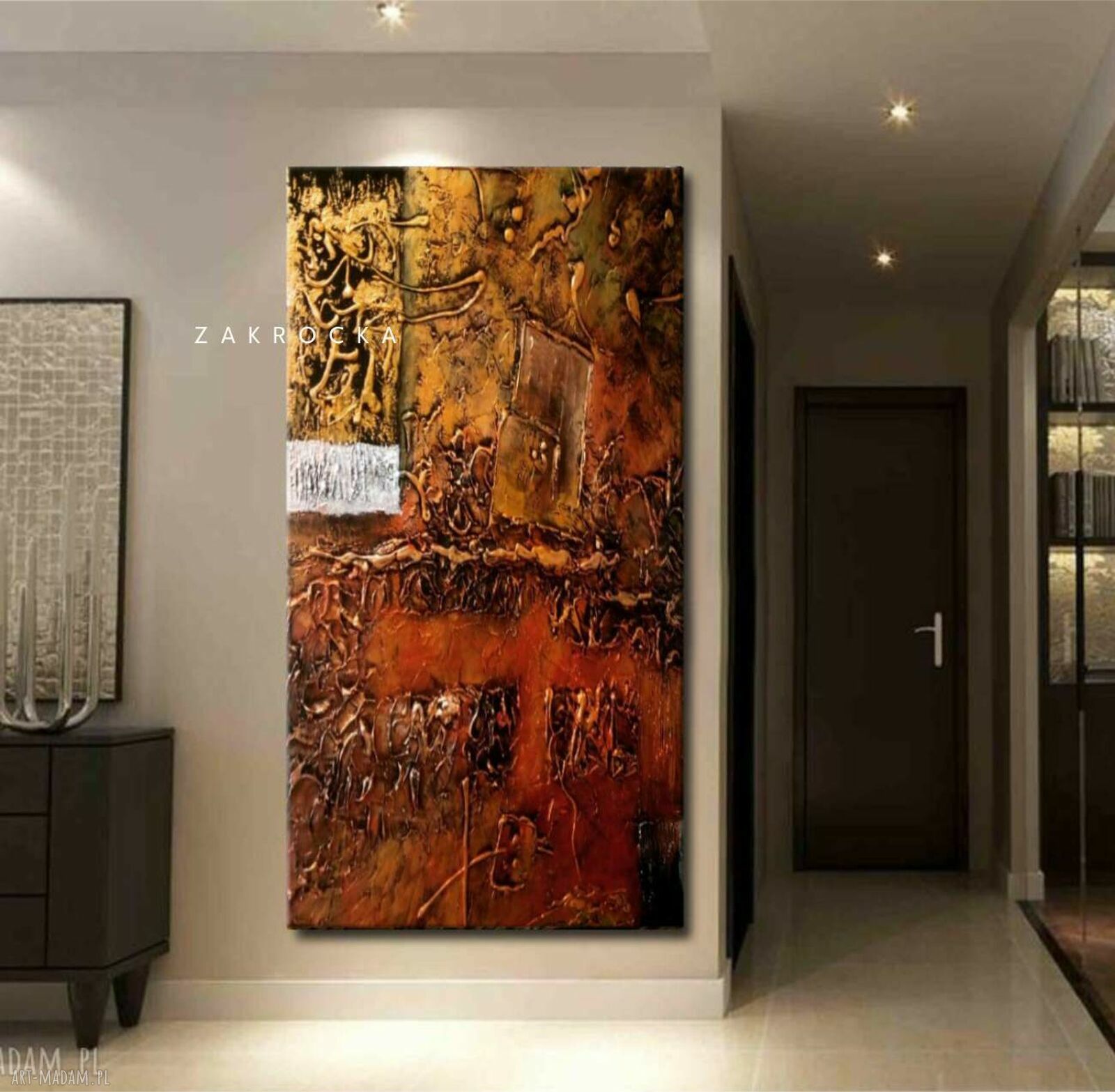 Obrazy strukturalny ręcznie malowany - COPEROSIMO płaskorzeźba na ścianę 80x160 cm