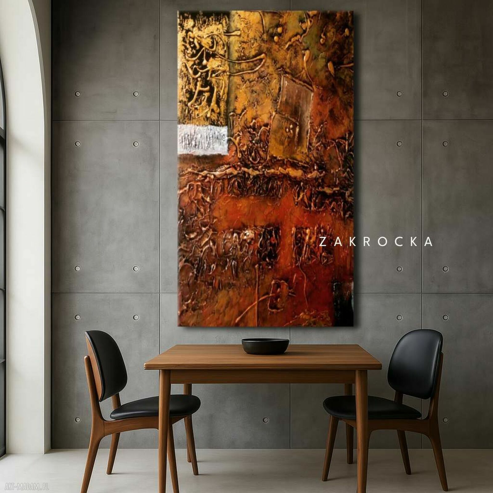 Obrazy strukturalny ręcznie malowany - COPEROSIMO płaskorzeźba na ścianę 80x160 cm