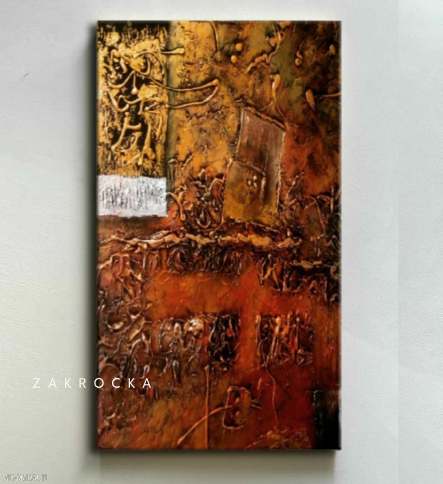 Obrazy strukturalny ręcznie malowany - COPEROSIMO płaskorzeźba na ścianę 80x160 cm