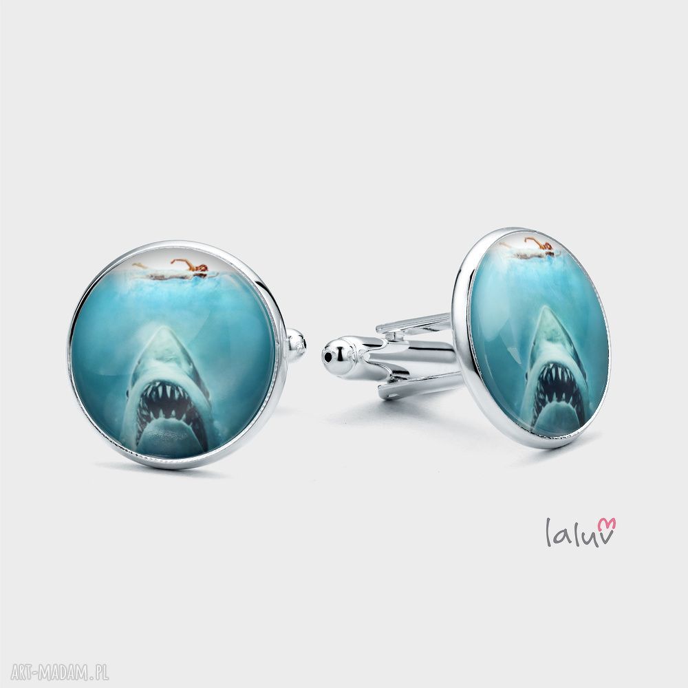 Spinki do mankietów SZCZĘKI Jaws - ręcznie robione