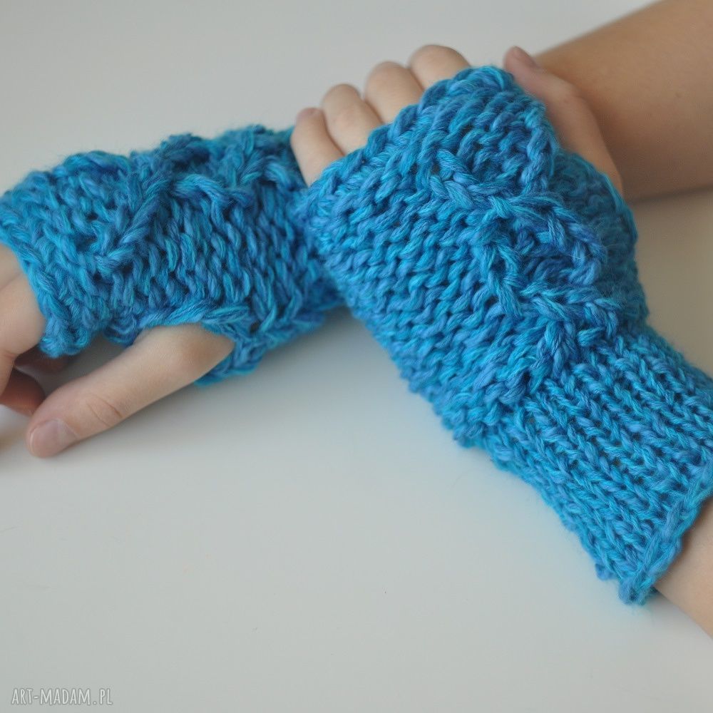 Rękawiczki mitenki prezent ocieplacze turkusowe dodatki ubioru