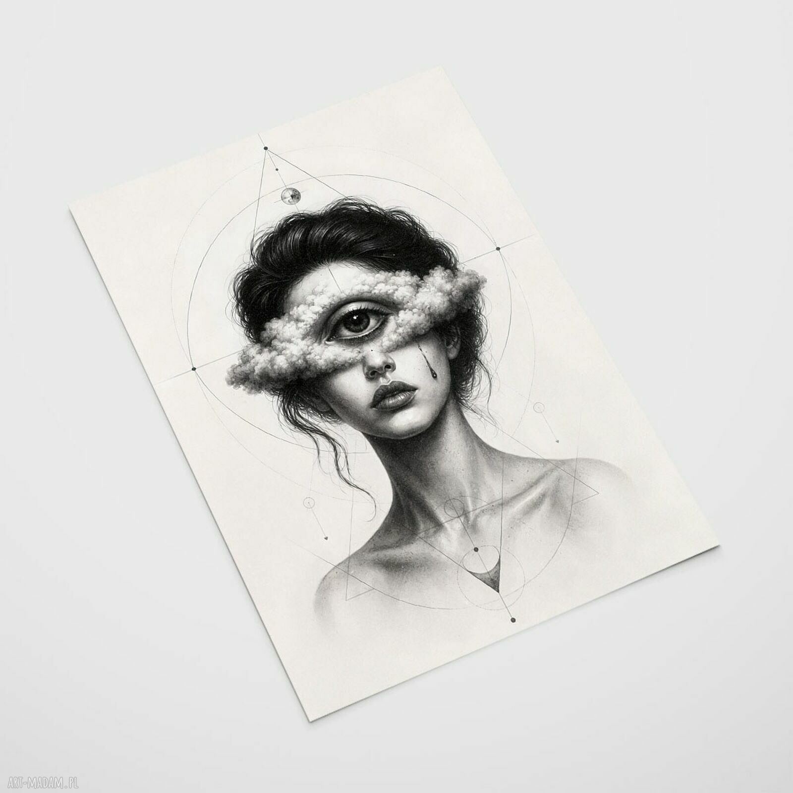Plakat Oczy abstrakcja - czarno-biała grafika A4