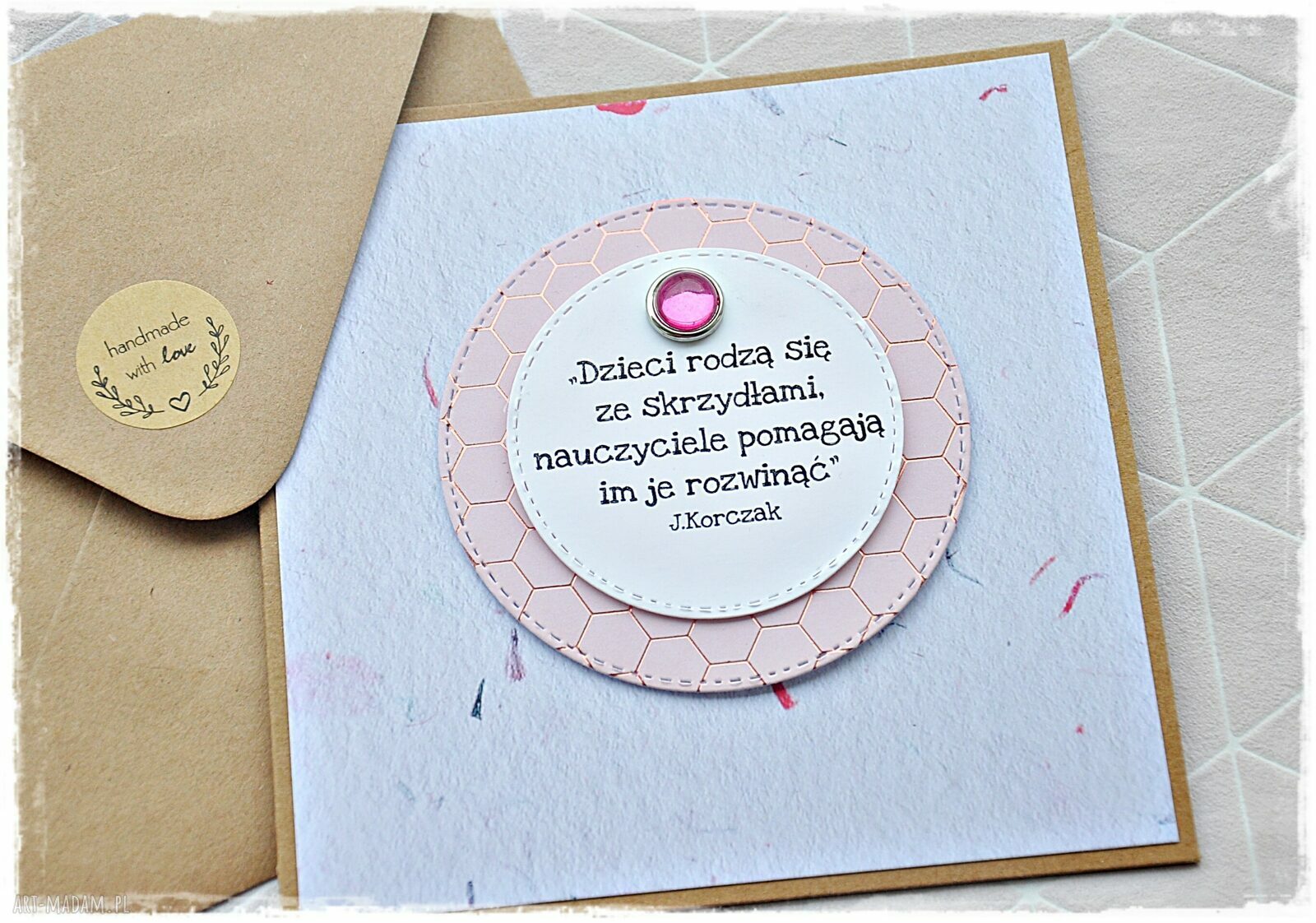 Zestawa prezentowy dla Nauczyciela zakładka sowa i kartka handmade
