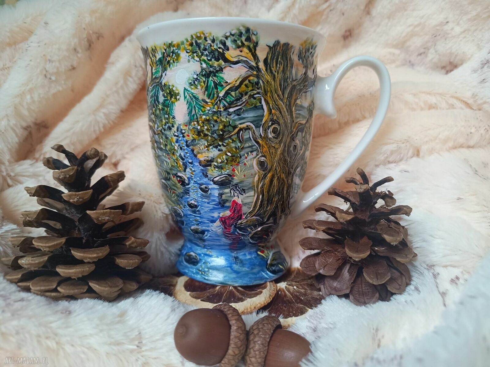 Odpoczynek - ręcznie malowany kubek z porcelany 300 ml