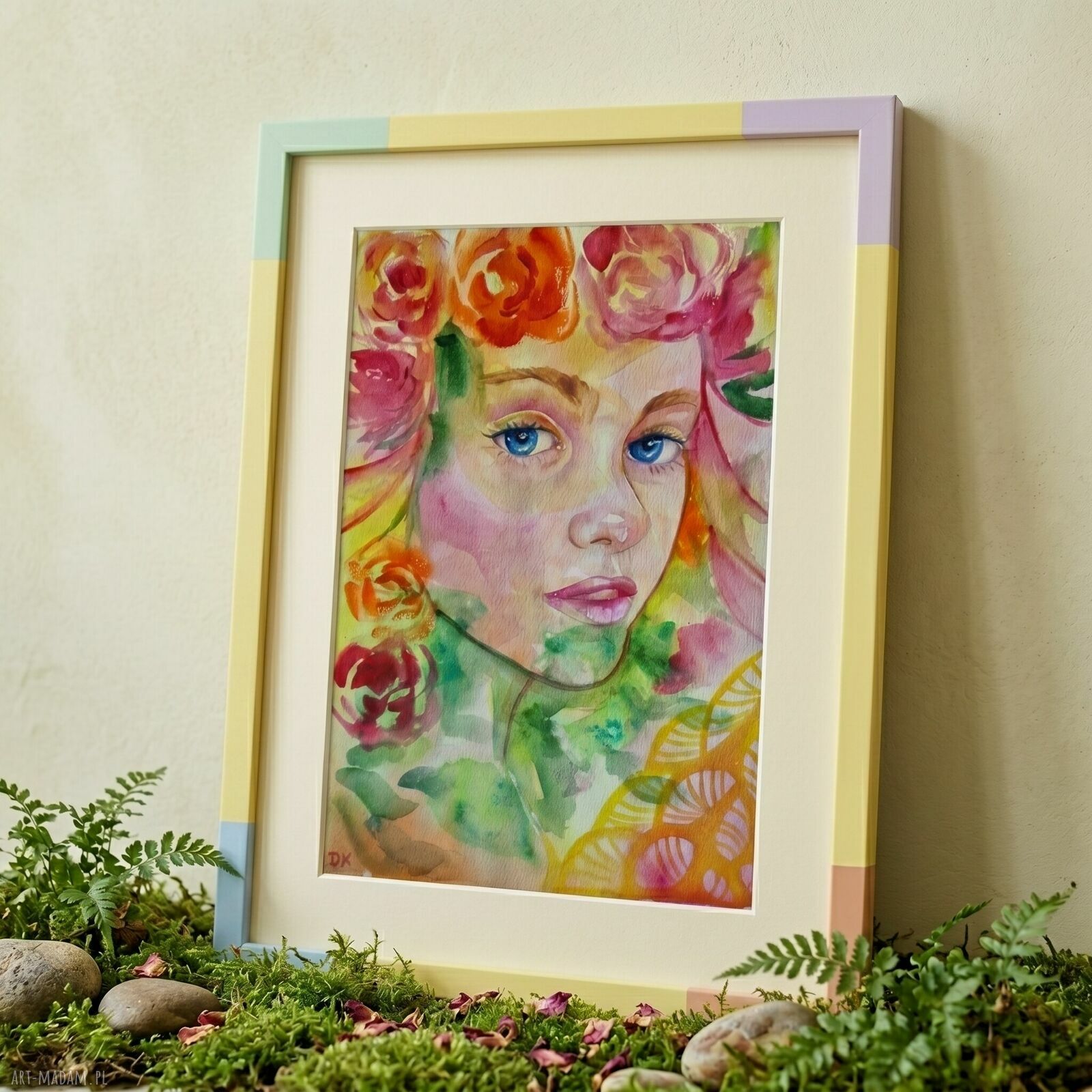 Ogród myśli - oryginalna akwarela boho