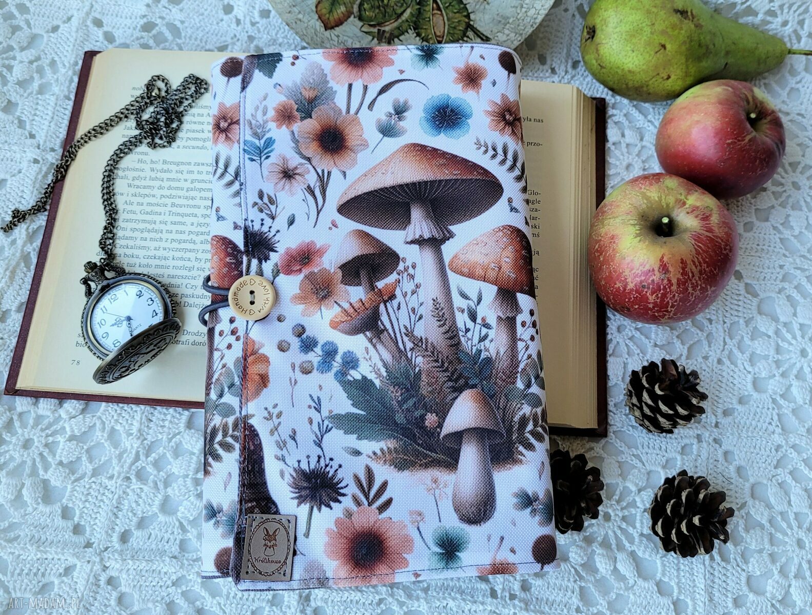 Wodoodporne etui na książkę i notes „Jesienne grzyby” - otulacz na okładkę