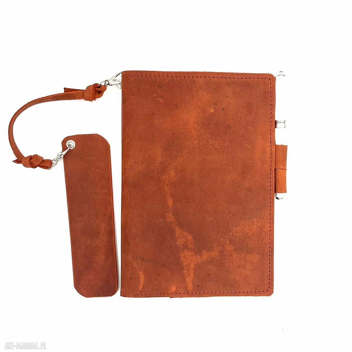 notesy: Pomarańczowa okładka skórzana na zeszyt formatu A5. ręcznie wykonane
